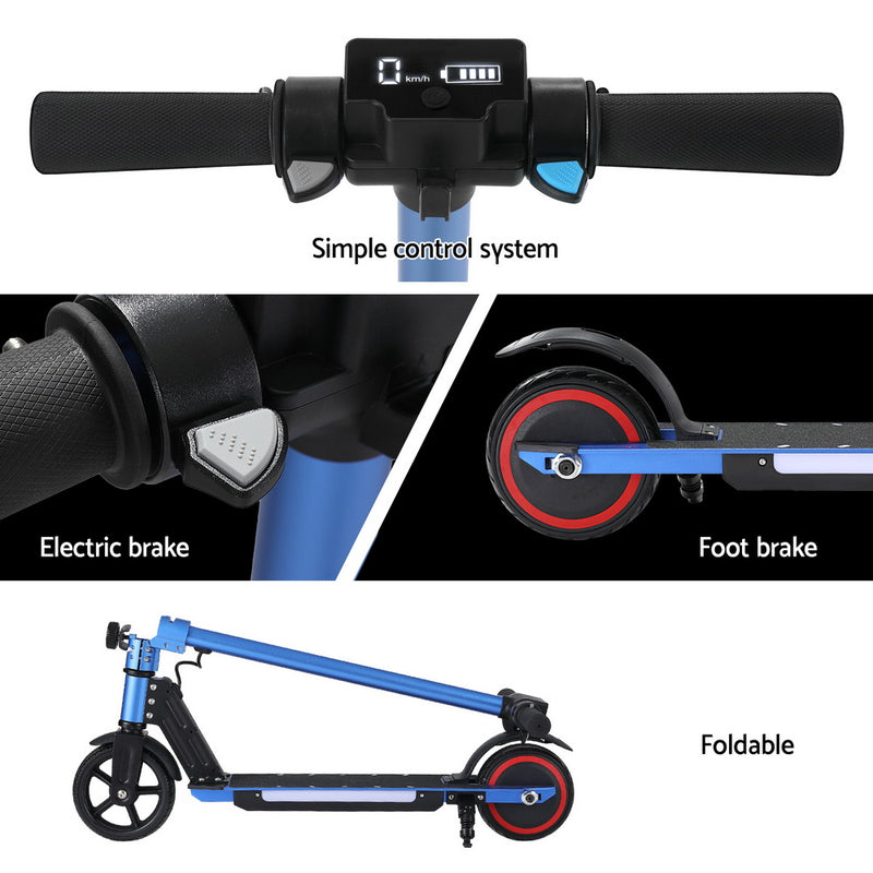 Electric Scooter 130W 16KM/H LED Light Folding Portable Riding Commuter Blue