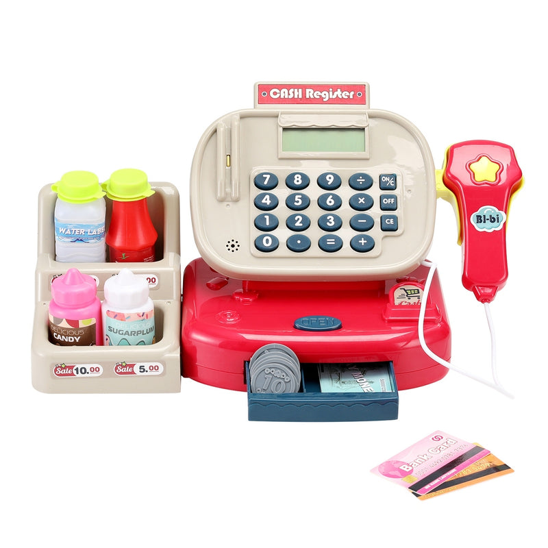 Keezi Kids Cash Register Calculator Pretend Play Shops Money Checkout Toys Set