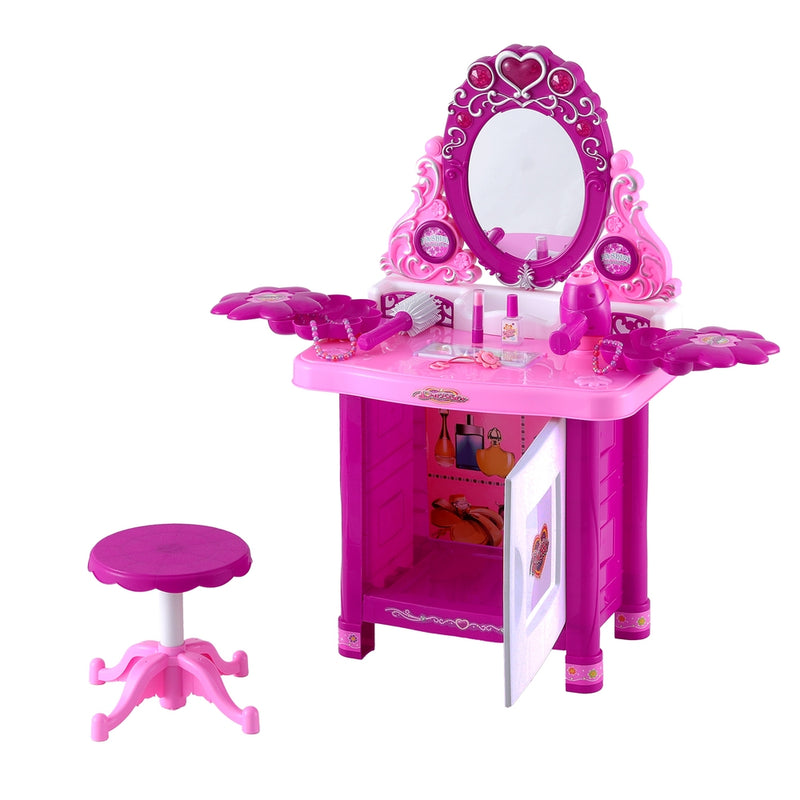 Keezi Kids Pretend Makeup Play Set Dressing Table Chair Girls Toys Children