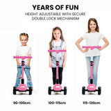 ROVO KIDS 3-Wheel Electric Scooter, Ages 3-8, Adjustable Height, Folding, Lithium Battery, Pink