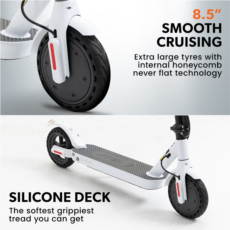 VALK 400W Electric Scooter, with Suspension for Adults Portable Folding Ride On,Synergy 5 MkII White