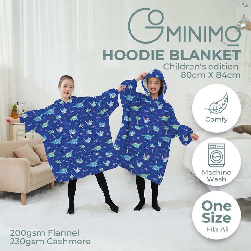 GOMINIMO Hoodie Blanket (Kids Dinosaur Dark blue)