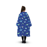 GOMINIMO Hoodie Blanket (Kids Dinosaur Dark blue)