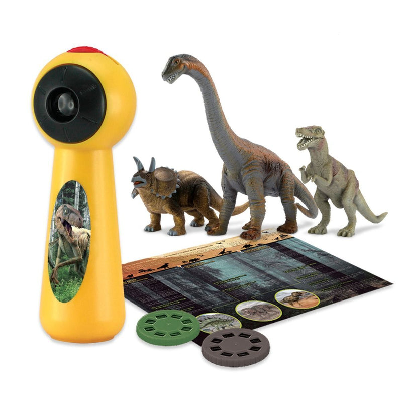 Dinosaur Projector and 3 Toy Figures Play Set - Kids STEM Learning Set