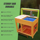 Childrens Outdoor Play Mud Kitchen Sand Pit with Display Shelf