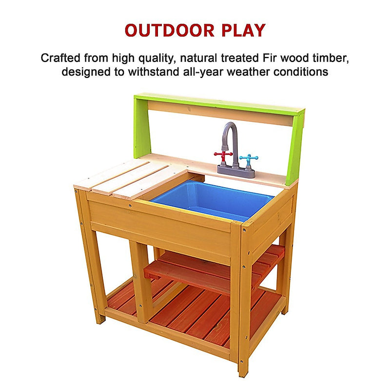 Childrens Outdoor Play Mud Kitchen Sand Pit with Display Shelf