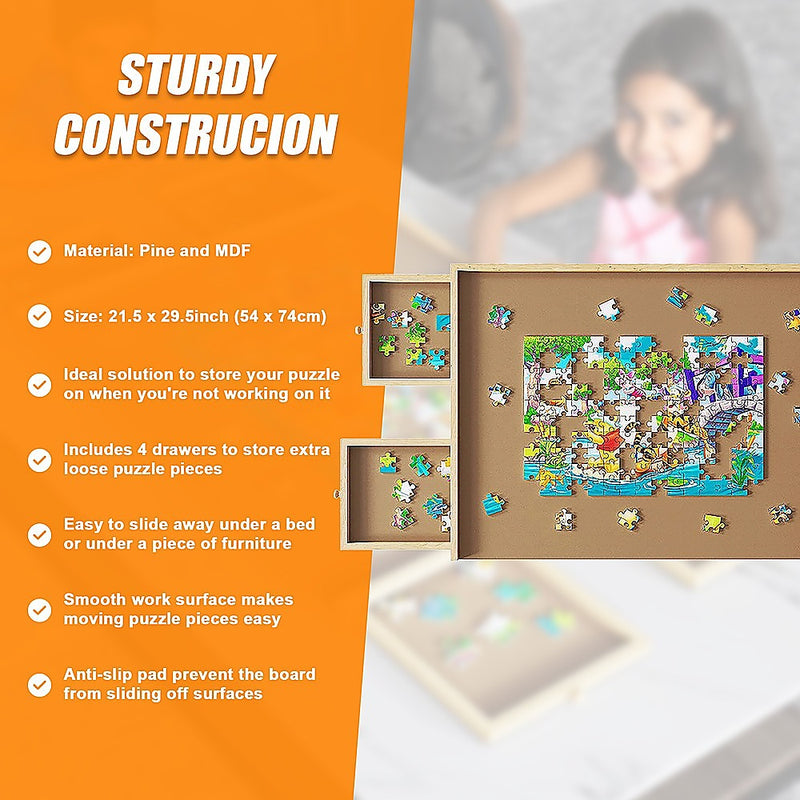 Wooden Jigsaw Puzzle Table Board Storage Table Tray Puzzle For Adult Kid