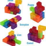 Magic Magnetic Cube Puzzle Set - 3D Rubik's Cube Building Blocks with Guide Cards for Creative Play