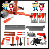 Tool Box Work Bench With Battery Operated Drill Set kids Pretend Play Toy 55pcs